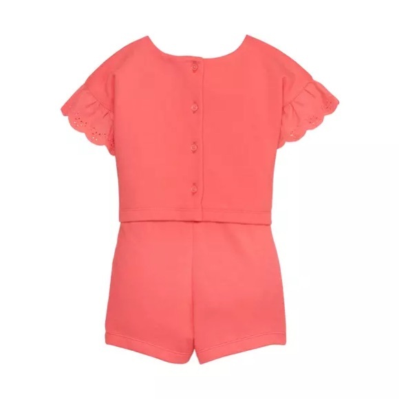 Janie and Jack Coral Eyelet Romper - Picture 2 of 5